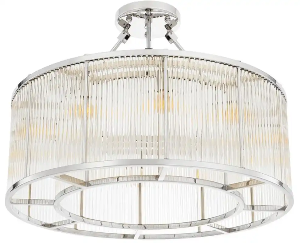Mega-Angebot Casa Padrino lámpara de techo plata Ø 80 x H. 61 cm - Lámpara de Techo de Lujo