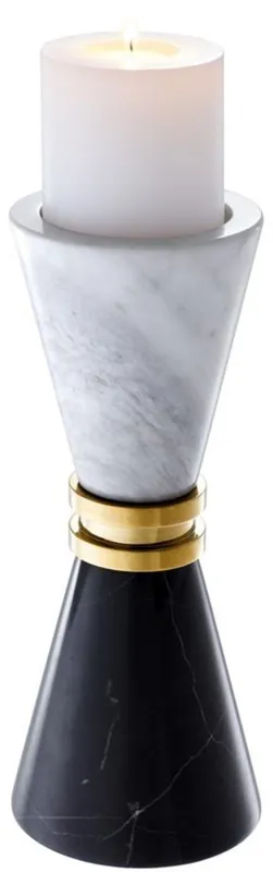 Finale Aktion Casa Padrino candelero de mármol de lujo negro / blanco / oro Ø 11 x H. 28 cm - Accesorios de Decoración de Hoteles y Restaurantes