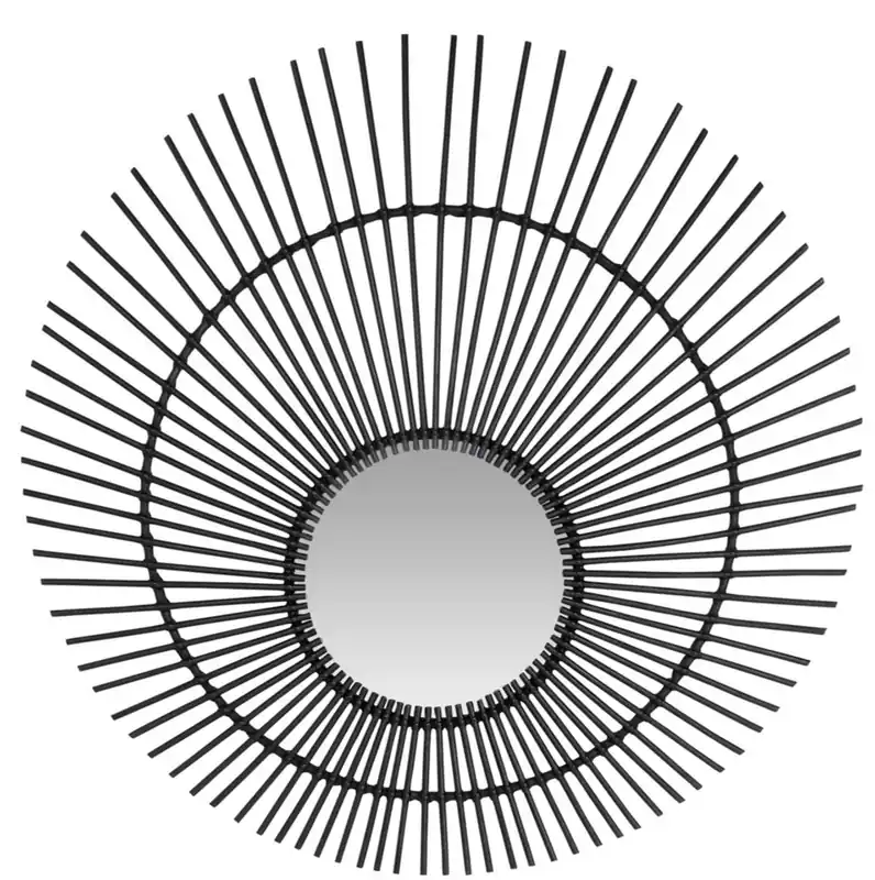 Saisonangebot Casa Padrino espejo de mimbre de diseño negro Ø 120 cm - Espejo de Pared en Diseño Solar