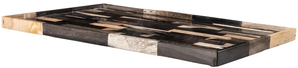 Casa Padrino bandeja de lujo multicolor 40 x 25 x H. 2 cm - Bandeja para Servir Hecha de Madera Petrificada Neue Kollektion