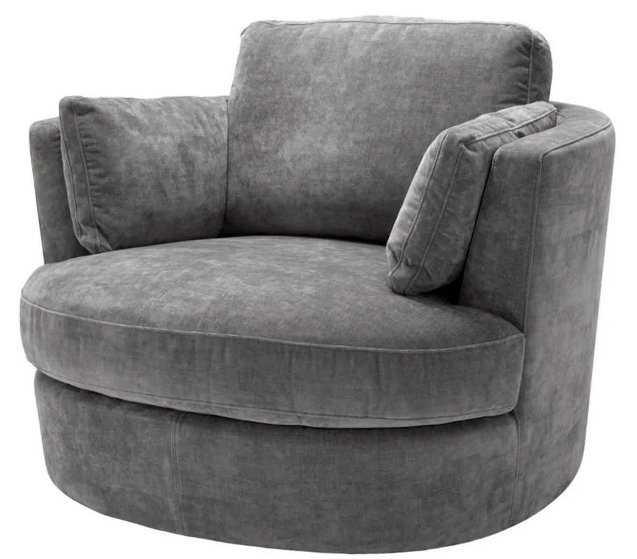 Casa Padrino Sillón / Sillón Giratorio de Lujo Gris 110 x 100 x H. 70 cm - Mobiliario de Sala de Estar Abverkauf