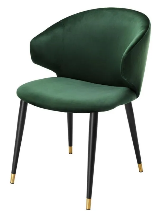 Casa Padrino silla de comedor de lujo con reposabrazos verde oscuro / negro / oro 57 x 66 x H. 83 cm - Muebles de Comedor Top-Angebot