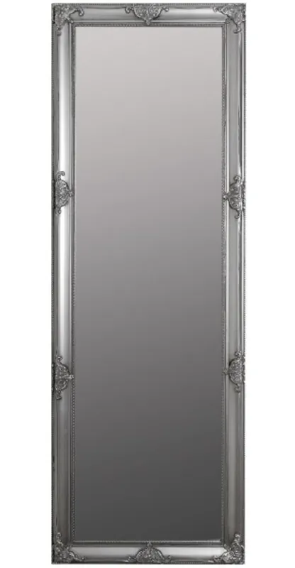 Casa Padrino Espejo de Pared Barroco Plata 65 x H. 190 cm - Espejo Barroco con Marco de Madera y Hermosas Decoraciones Echt