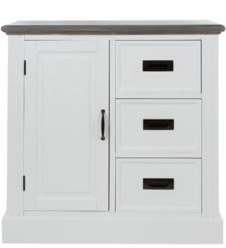 Beliebt Casa Padrino cómoda de estilo campestre con puerta y 3 cajones blanco / gris 80 x 40 x H. 85 cm - Muebles de Estilo Campestre