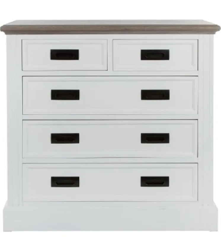 Direktkauf Casa Padrino cómoda de estilo campestre con 5 cajones blanco / gris 85 x 40 x H. 86 cm - Muebles de Estilo Campestre