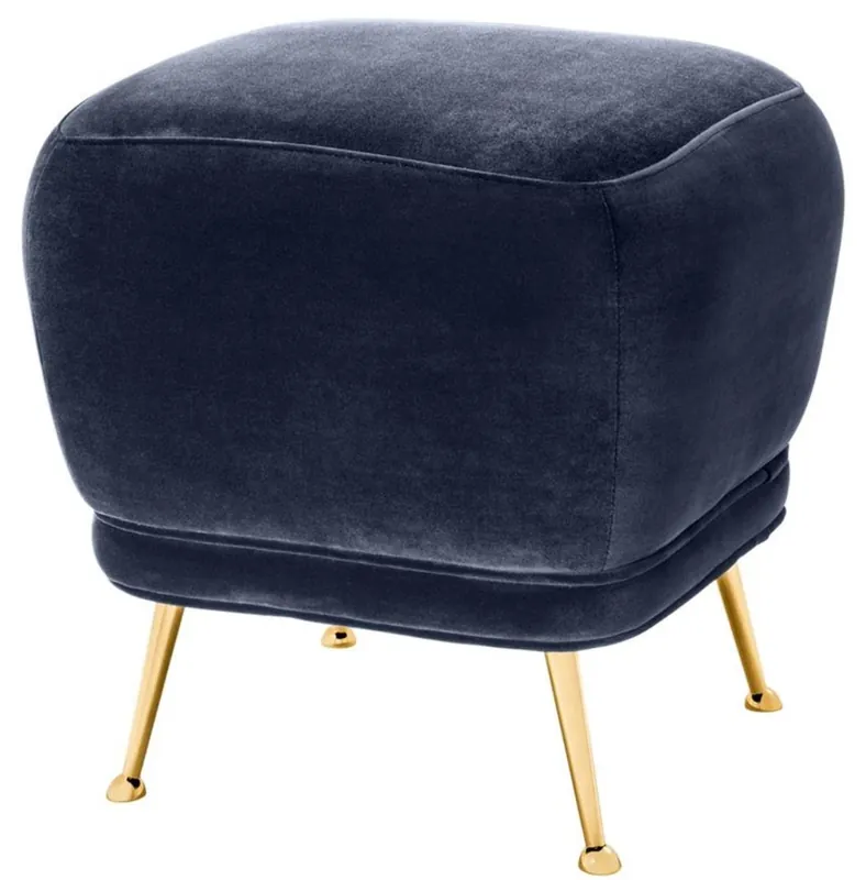 Casa Padrino taburete de terciopelo de lujo azul medianoche / latón 47 x 47 x H. 47 cm - Muebles de Lujo Abverkauf