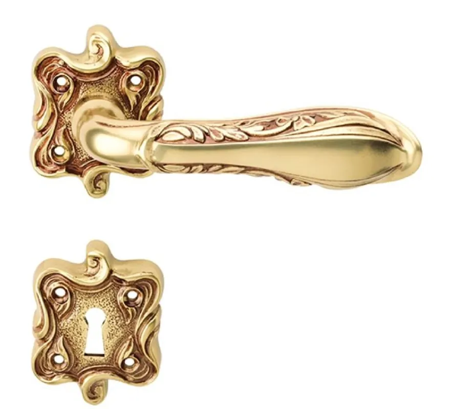 Garantierte Lieferung Casa Padrino conjunto de manija de puerta Art Nouveau de oro francés 14,8 x H. 6,8 cm - Manijas de Puerta Barroco y Art Nouveau