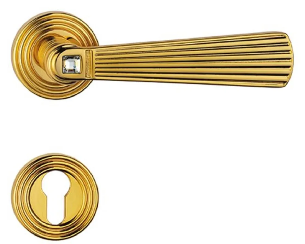 Casa Padrino Conjunto de Manija de la Puerta de Lujo con Cristal Swarovski Oro 16 x H. 5,4 cm - Manijas de la Puerta en Estilo Aristocrático Schnäppchen