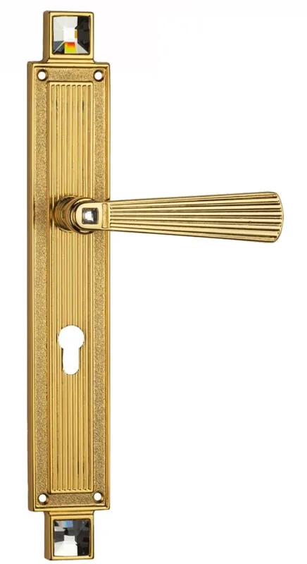 Beliebt Casa Padrino Conjunto de Manija de la Puerta de Lujo con Cristal Swarovski Oro 16 x H. 38 cm - Accesorios de Decoración de Lujo