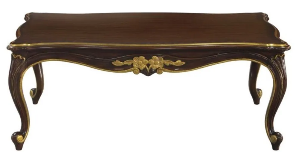 Casa Padrino mesa de centro barroco de lujo marrón oscuro / oro 117 x 72 x H. 42 cm - Muebles de Salón Barrocos Expressversand
