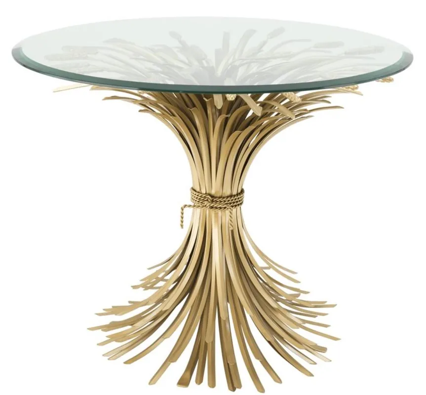 Casa Padrino mesa auxiliar de lujo oro antiguo Ø 90 x H. 70 cm - Mesa Auxiliar Redonda de Diseño con Tablero de la Mesa Biselada Rabatt