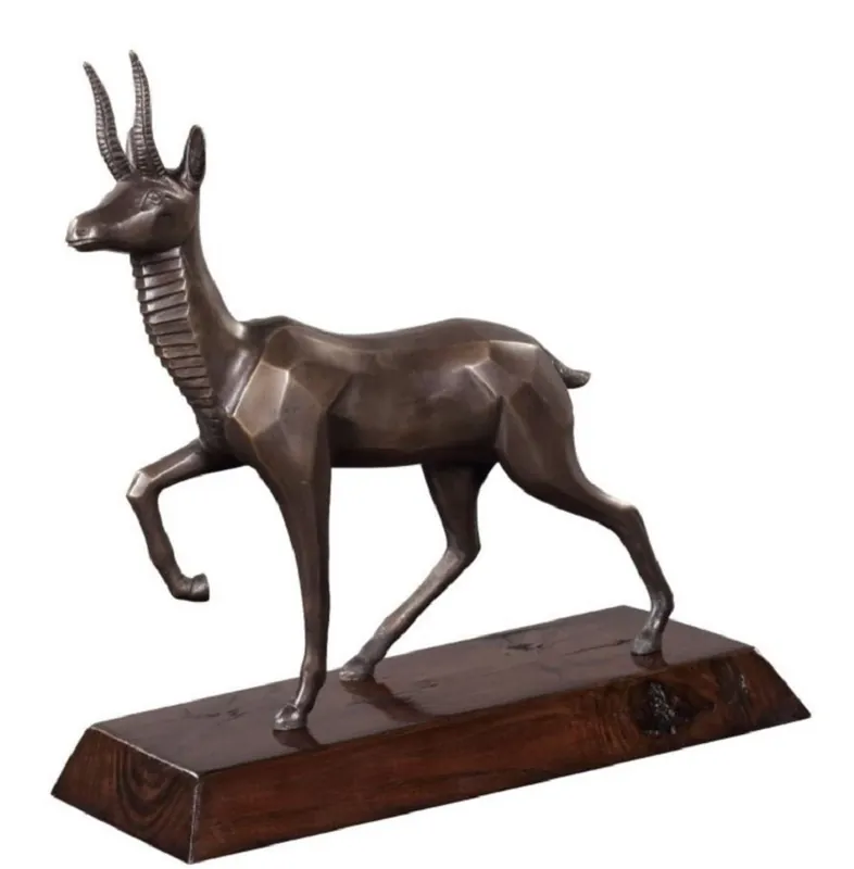 Casa Padrino figura de bronce de lujo antílope bronce / marrón oscuro 35 x 17 x H. 37 cm - Figura Decorada con Base de Madera Sofort Bestellen