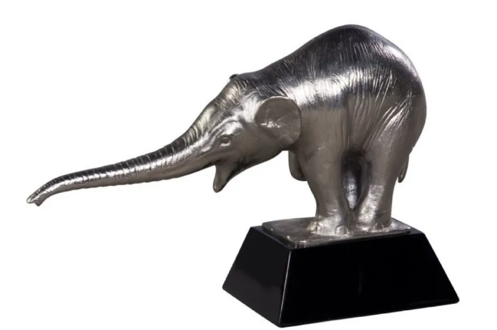 Casa Padrino figura de bronce de lujo con base de madera elefante plata / negro 42 x 17 x H. 29 cm - Decoración de Lujo Nur Heute