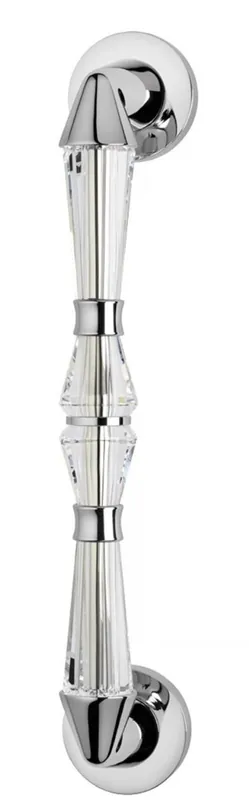 Preiswert Casa Padrino Conjunto de Manija de Puerta de Lujo Plata 5,2 x 30,4 cm - Manijas de latón Cromado con Cristal Swarovski