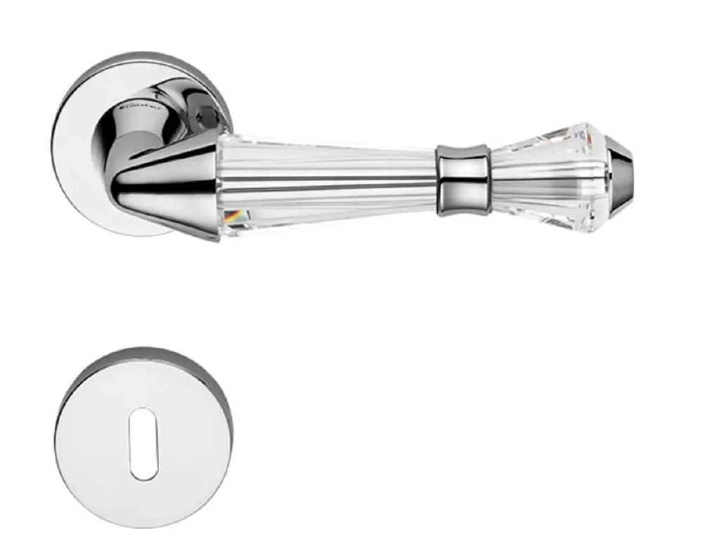 Schneller Versand Casa Padrino Conjunto de Manija de Puerta de Lujo Plata 15,8 x H. 5,2 cm - Manijas de latón Cromado con Cristal Swarovski