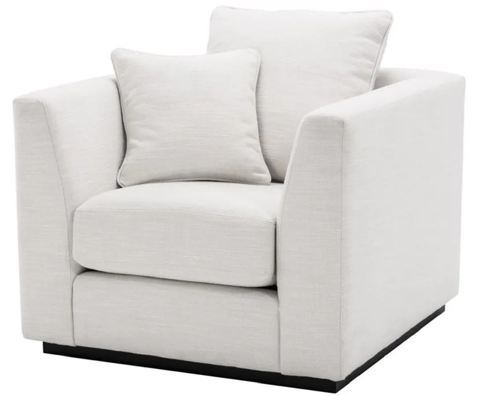 Neuheit Casa Padrino sillón de salón de lujo blanco / negro 98 x 100 x H. 73 cm - Muebles de Sala