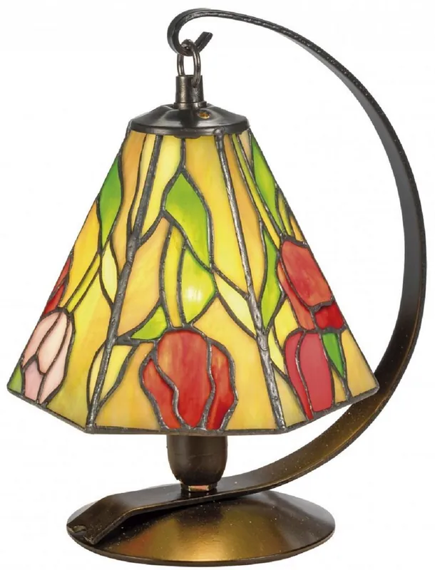 Casa Padrino Lámpara de Mesa / Luz de Heces Tiffany Rosas Multicolor Ø 15 x H. 23 cm - Lámpara Hecha a Mano de 94 Piezas Neuheit