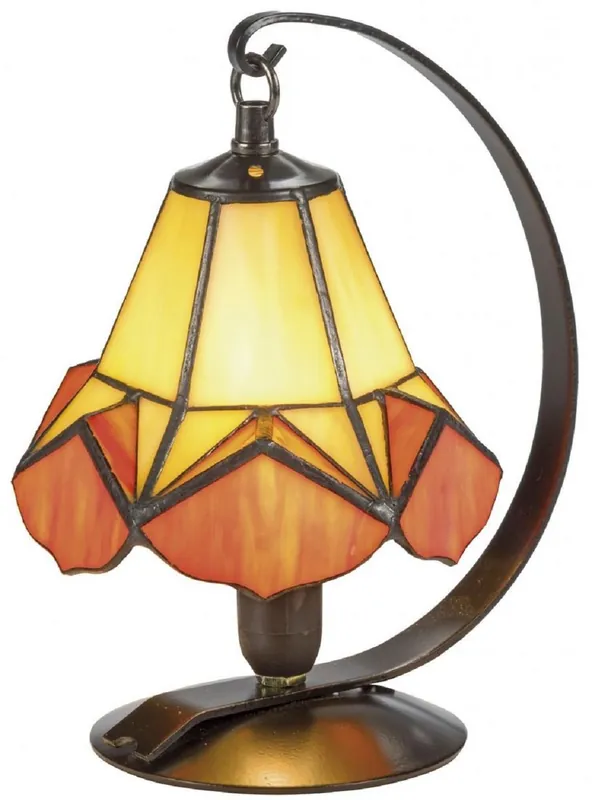 Schneller Versand Casa Padrino Lámpara de Mesa Tiffany Amarillo / Naranja Ø 15 x H. 23 cm - Lámpara Hecha a Mano de 36 Partes