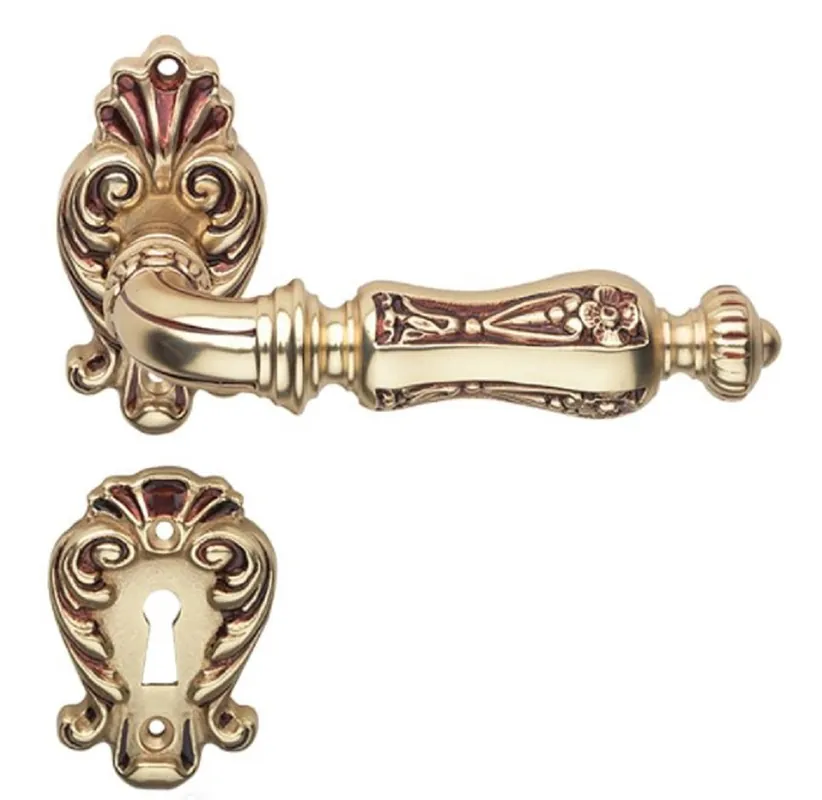 Casa Padrino conjunto de manija de puerta barroco oro francés 15 x H. 8,2 cm - Manijas de Puerta de Estilo Barroco Knallerangebot