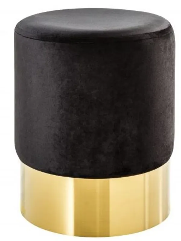 Bestseller Taburete redondo de diseño Casa Padrino Negro / Dorado B. 35 x Alt. 41 cm - Muebles de sala