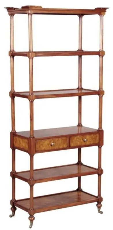 Neu Im Sortiment Casa Padrino Armario de Libros de Estilo Art Nouveau de Lujo Marrón / Marrón Oscuro 81 x 40 x H. 182 cm - Armario con Ruedas y 2 Cajones