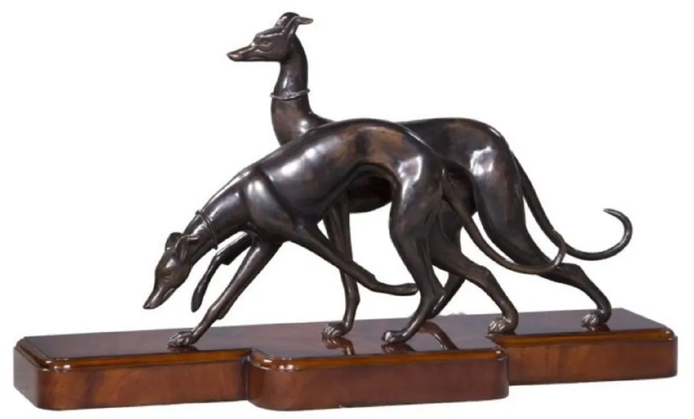 Casa Padrino figuras de bronce de lujo de con base de madera galgos bronce / marrón 76 x 22 x H. 43 cm - Figuras de Decoración de Lujo Sale