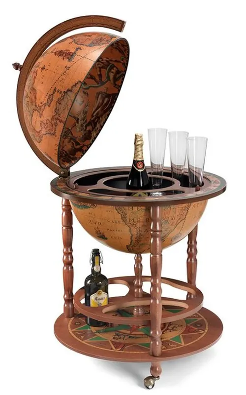 Aktuell Casa Padrino Art Deco Bebida Trolley Globe Bar Marrón / Multicolor 60.5 x Alt. 97 cm - Muebles Art Deco