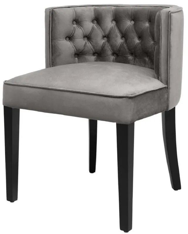 Billig Casa Padrino Silla de Comedor Chesterfield de Lujo Gris / Negro 60 x 58 x H. 77 cm - Muebles de Comedor