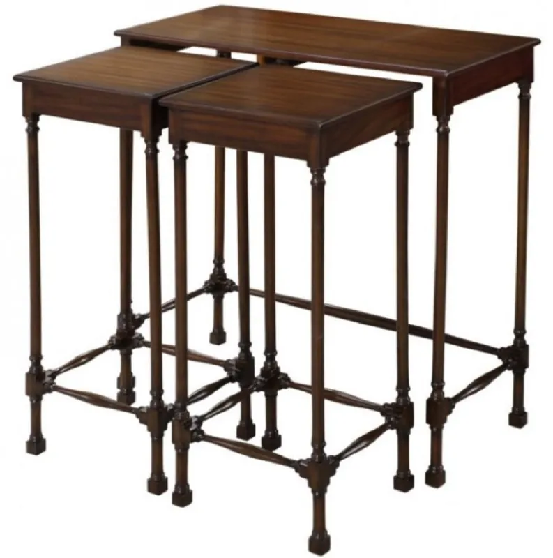 Preisknaller Casa Padrino conjunto de mesa auxiliar de caoba de lujo marrón oscuro 67 x 28 x H. 70 cm - Muebles de Lujo