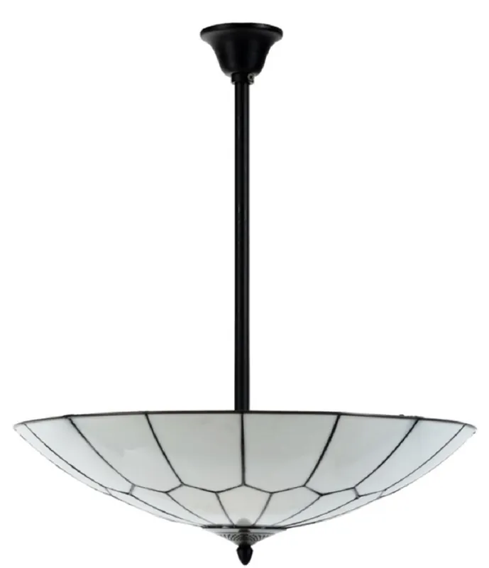 Neu Casa Padrino lámpara de suspensión Tiffany de lujo blanco / negro Ø 60 cm - Lámpara de Salón de Lujo