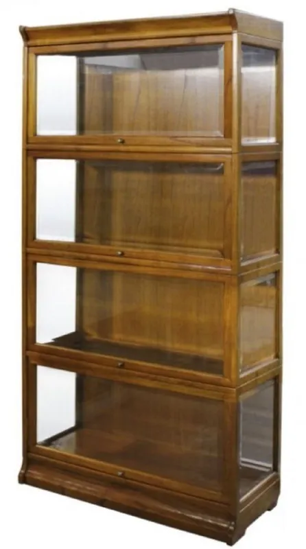 Letzte Chance Casa Padrino armario de libros de lujo con 4 puertas de vidrio e iluminación LED marrón claro 90 x 39 x H. 182 cm - Gabinete de Oficina