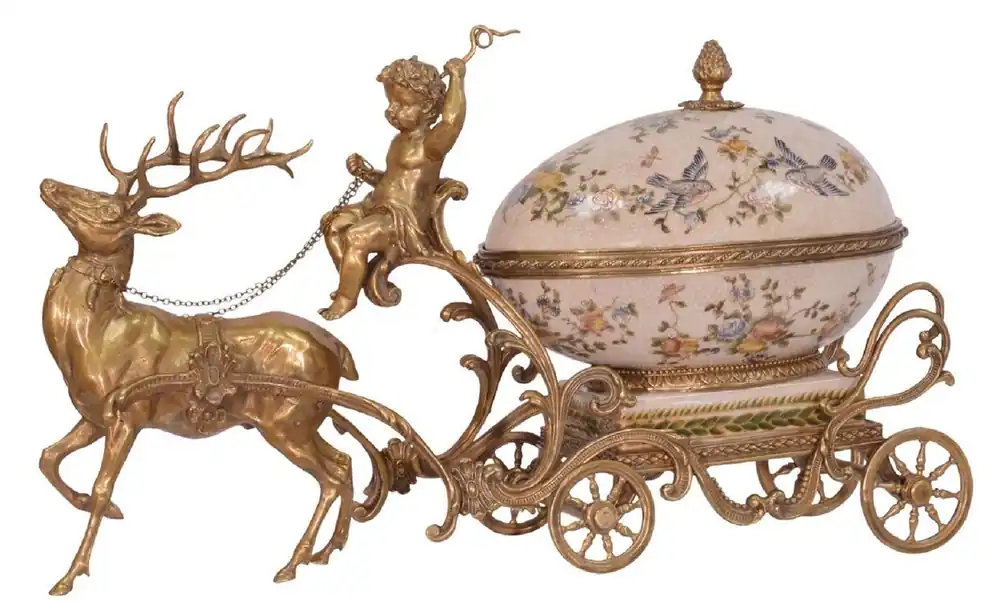 Heißes Angebot Casa Padrino Art Nouveau Caja de Joyería Carrier Latón / Multicolor 49,9 x 17,6 x H. 28,5 cm - Espléndido Joyero