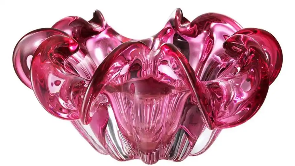 Kracherpreis Casa Padrino tazón decorativo hecho de vidrio soplado a la boca rosa Ø 21 x H. 10 cm - Accesorios de Decoración de Lujo