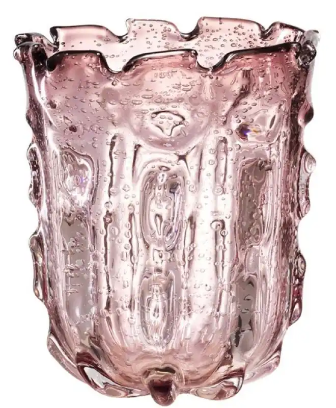 Zertifiziert Casa Padrino jarrón de cristal decorativo de lujo rosa pálido Ø 20 x H. 26 cm - Florero de Diseño