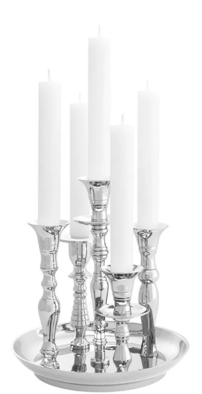Casa Padrino candelero de latón de lujo plata Ø 22 x H. 23,5 cm - Accesorios de Hotel y Restaurante Preisknaller