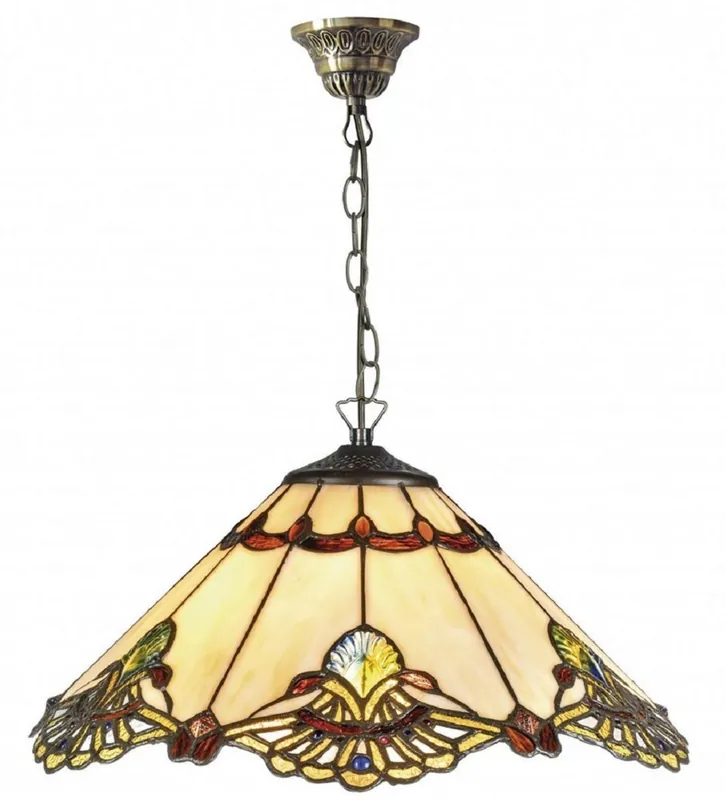 Echt Casa Padrino Lámpara Colgante Tiffany de Lujo Multicolor Ø 40 x H. 93 cm - Lámpara Colgante Hecha a Mano con 264 Piezas