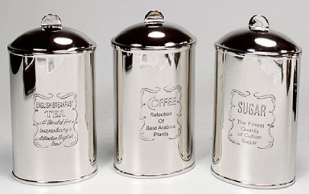 Preiswert Casa Padrino conjunto latas de azúcar de café de té de lujo de latón plata 9 x 6 x H. 15 cm - Calidad de Lujo