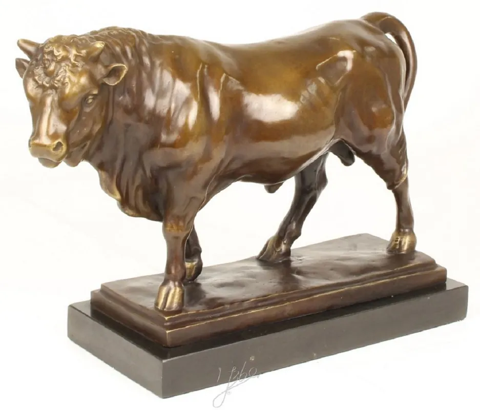 Mega-Angebot Casa Padrino figura de bronce de lujo toro bronce / gris H. 33,5 cm - Escultura de Decoración con Base de Mármol