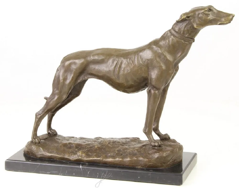 Casa Padrino lujosa figura de bronce en galgo con base de mármol bronce / oro / negro H. 24,5 cm - Figura de Decoración de Lujo Top-Preis