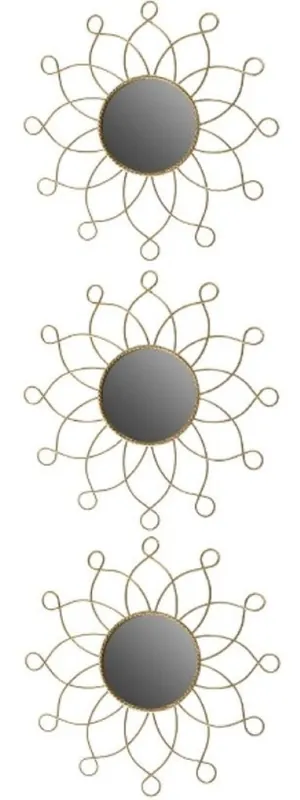 Casa Padrino conjunto de espejos de metal de diseño oro Ø 25 cm - Conjunto de Espejos de Pared de 3 Preiswert
