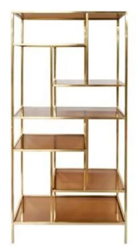 Zertifiziert Casa Padrino armario de estantería de lujo oro / marrón 80 x 35 x H. 180 cm - Armario de la Sala de Estar - Armario de Libros