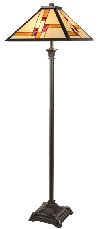Casa Padrino Lámpara de Pie Tiffany de Lujo Negro / Multicolor Ø 50 x H. 156 cm - Hecho a Mano de 64 Piezas Nur Heute