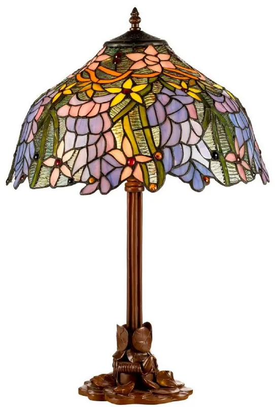 Casa Padrino Lámpara de Mesa Tiffany de Lujo Marrón / Multicolor Ø 40 x H. 61 cm - Calidad de Lujo Online Kaufen