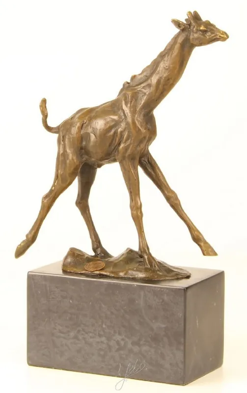 Angebot Casa Padrino Escultura de Bronce de Lujo Jirafa Bronce / Oro / Gris 18 x 7,4 x H. 25,9 cm - Figura de Bronce