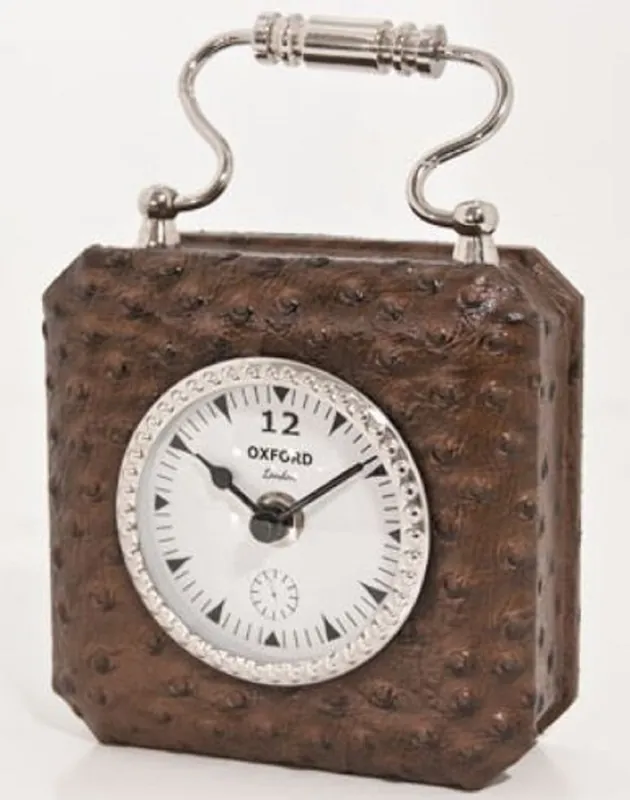 Direkt Vom Hersteller Casa Padrino reloj de mesa de lujo marrón / plata 7,5 x H. 7,5 cm - Reloj Decorativo en Diseño de Bolso