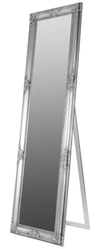 Top-Seller Casa Padrino espejo de pie barroco plata 50 x H. 180 cm - Espejo hecho a mano con marco de madera y hermosas decoraciones