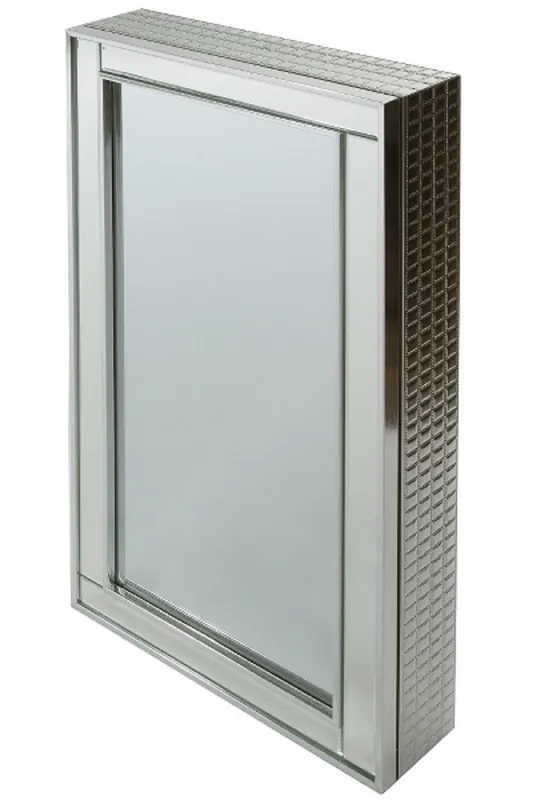 Jetzt Kaufen Casa Padrino gabinete de joyería de lujo plata 40 x 9 x H. 80 cm - Armario con Puerta Corredera con Espejo