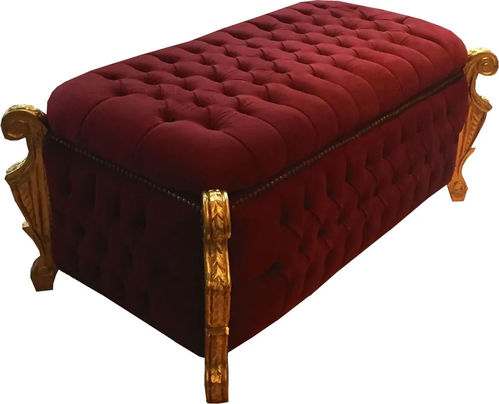 Letzte Chance Casa Padrino Baroque Bench, cofre Bordeaux / Gold - Cofre barroco