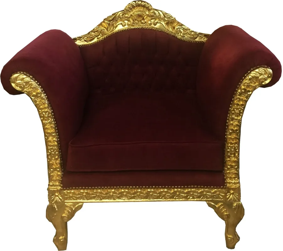 Casa Padrino Baroque Lounge Sillón Burdeos / Muebles de oro Estilo antiguo - Sala de estar Club Furniture Sillón - Edición limitada Abverkauf