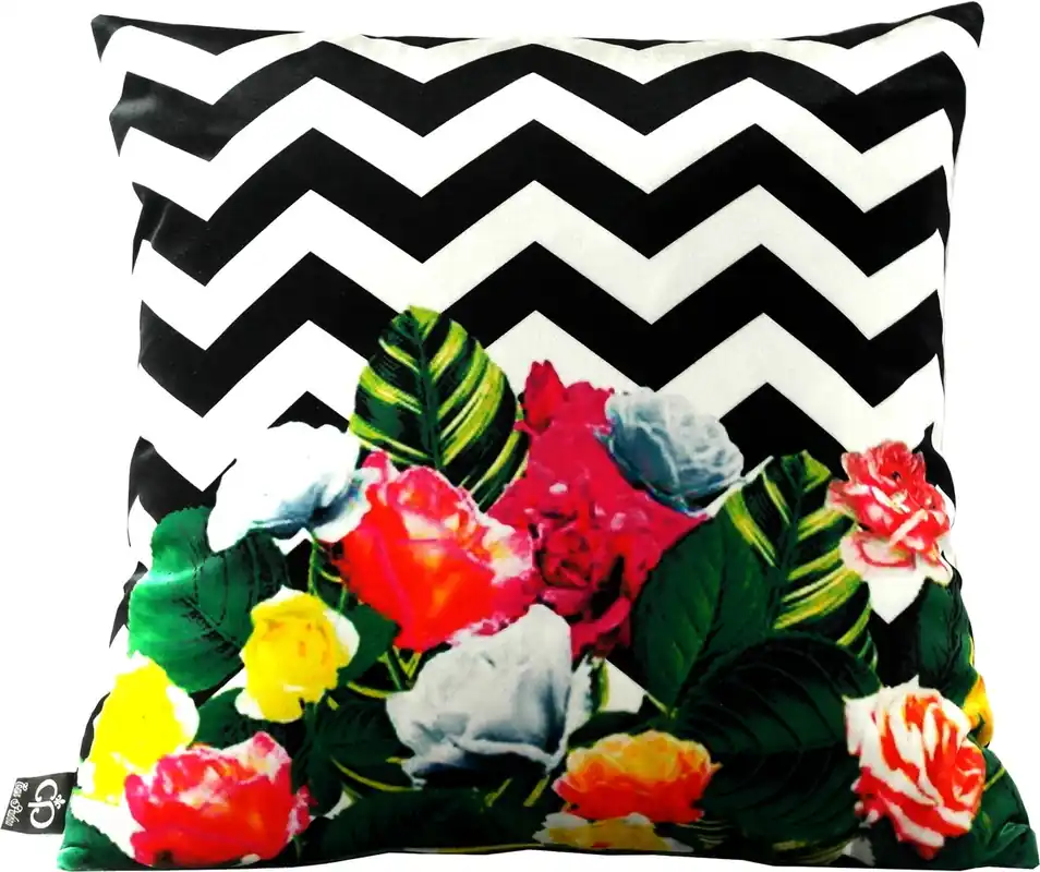 Preisreduziert Almohada de lujo Casa Padrino Miami Flowers 45 x 45 cm - la mejor tela de terciopelo - cojín deco de la sala de estar